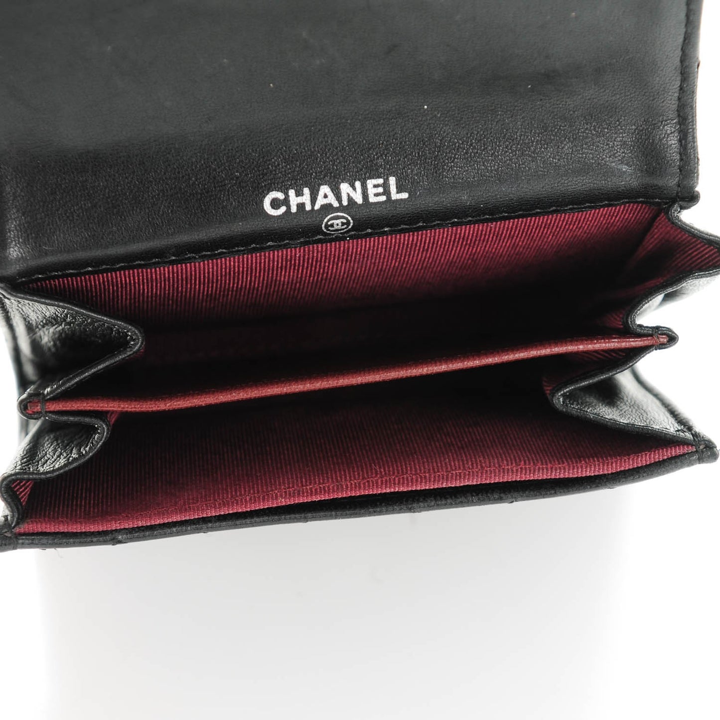 Lambskin Quilted Flap Card Holder Wallet Black