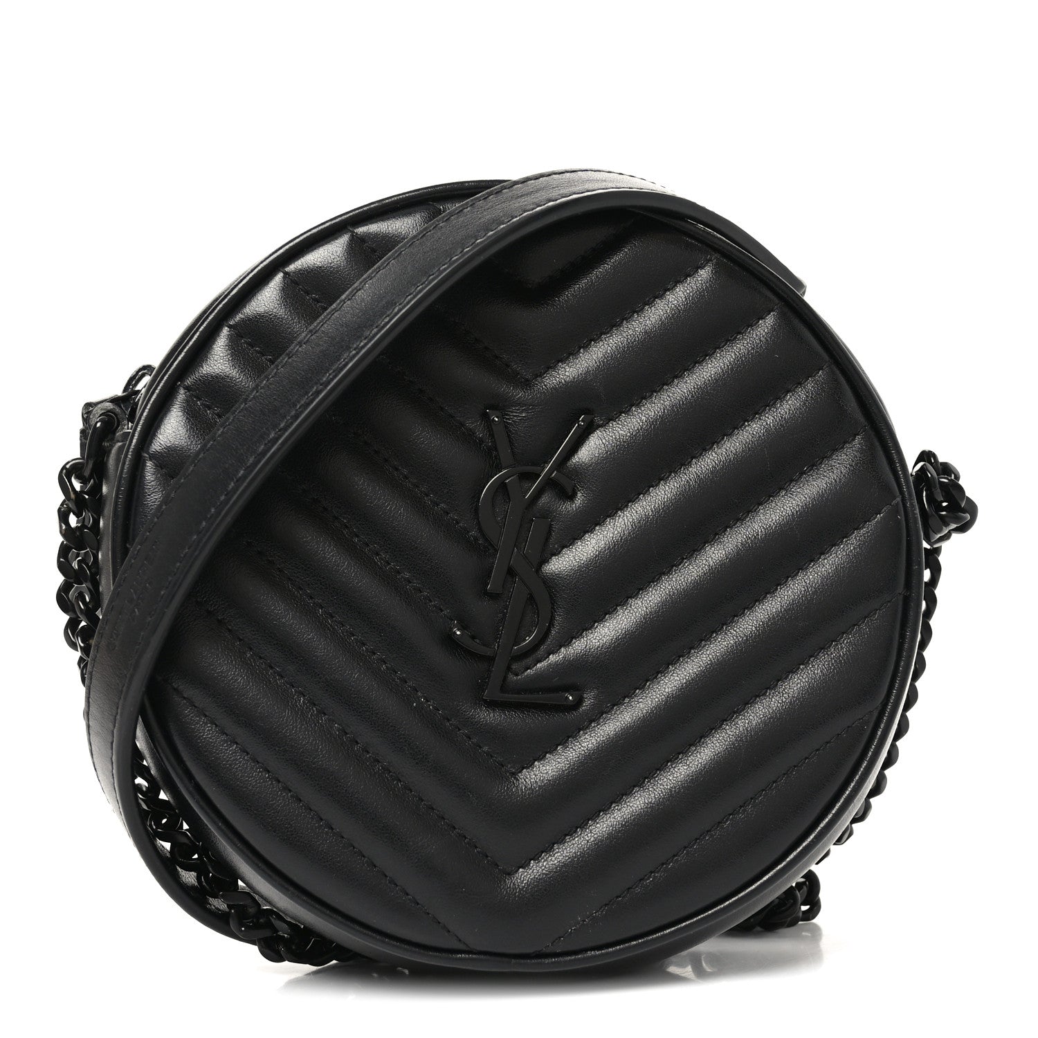 Saint Laurent Calfskin Matelasse Chevron Round Vinyle Camera Bag Black 1 of 11
