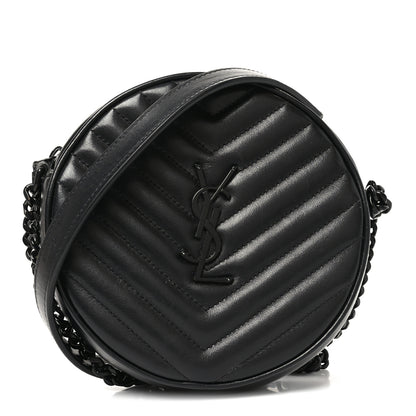Saint Laurent Calfskin Matelasse Chevron Round Vinyle Camera Bag Black 1 of 11