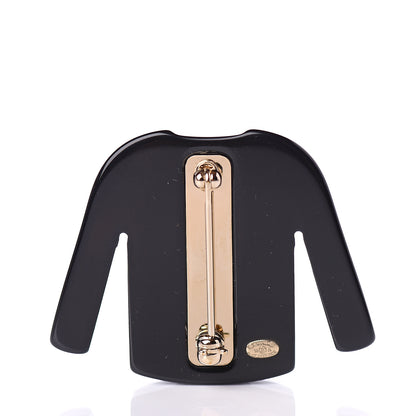Chanel Resin Sweater CC Brooch Black White 2 of 4