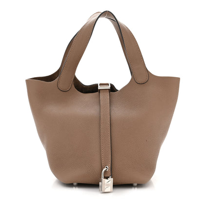 Hermes Taurillon Clemence Picotin Lock 18 PM Beige De Weimar 1 of 14