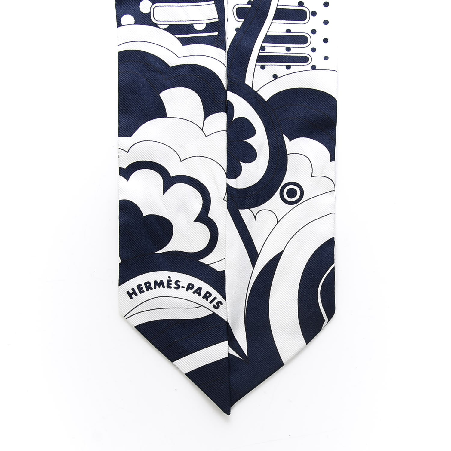 Hermes Silk Faubourg Rainbow Twilly Marine Blanc 4 of 4
