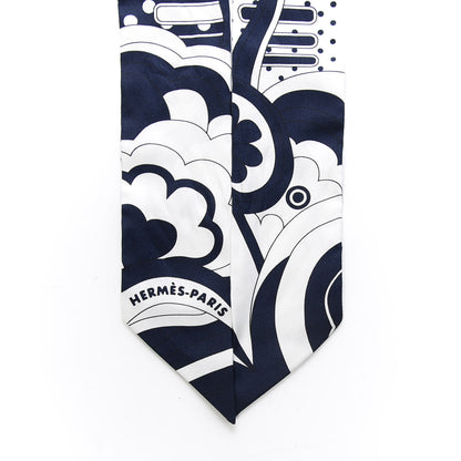 Hermes Silk Faubourg Rainbow Twilly Marine Blanc 4 of 4