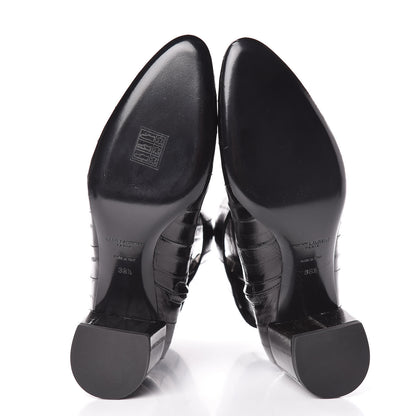 Saint Laurent Shiny Eel Joplin Buckle Booties 38.5 Black 5 of 8