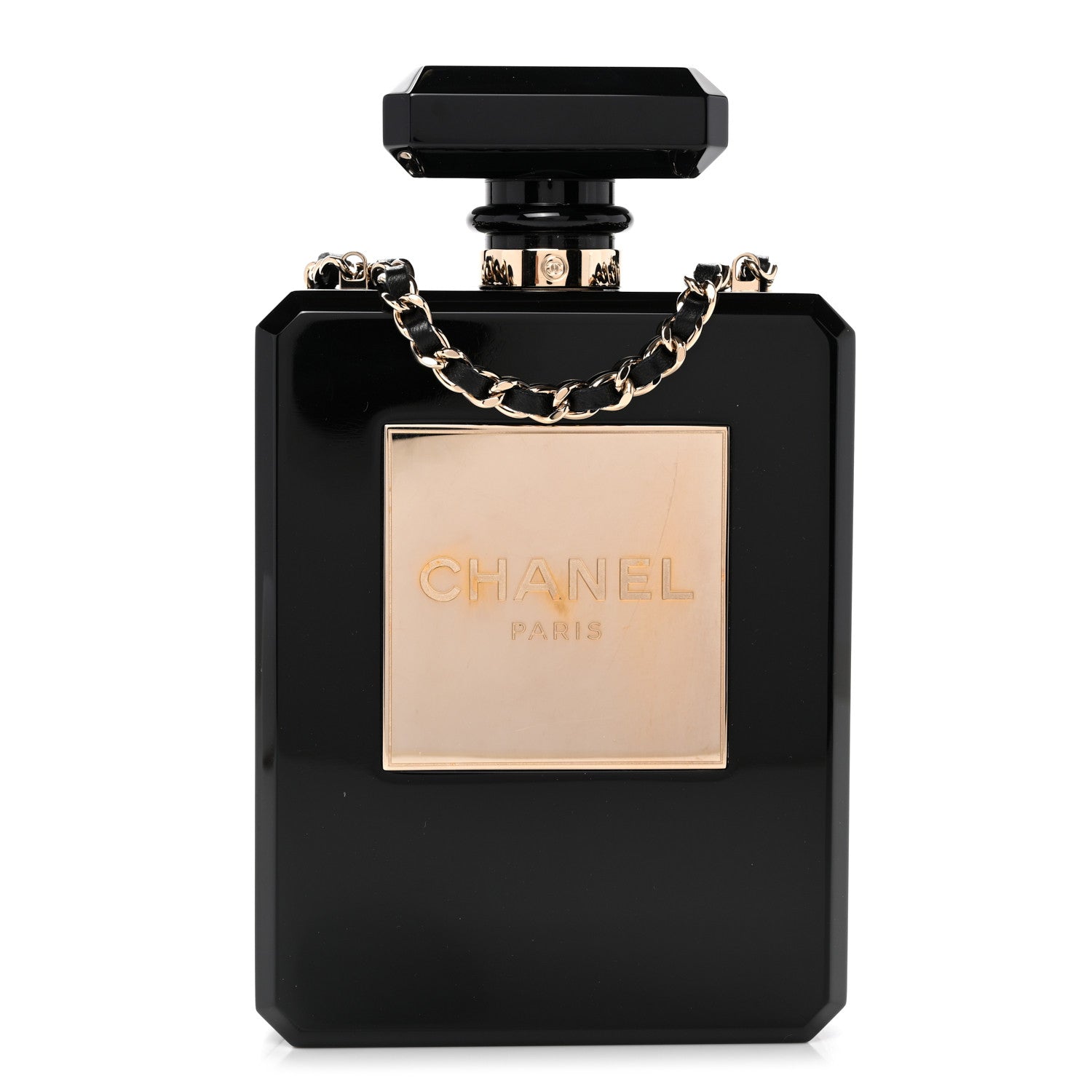 Chanel Plexiglass Perfume Bottle Clutch Black 1 of 11
