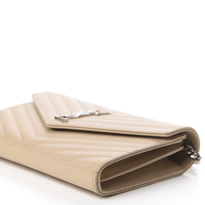 Saint Laurent Grain De Poudre Matelasse Chevron Monogram Chain Wallet Nude Powder 7 of 10