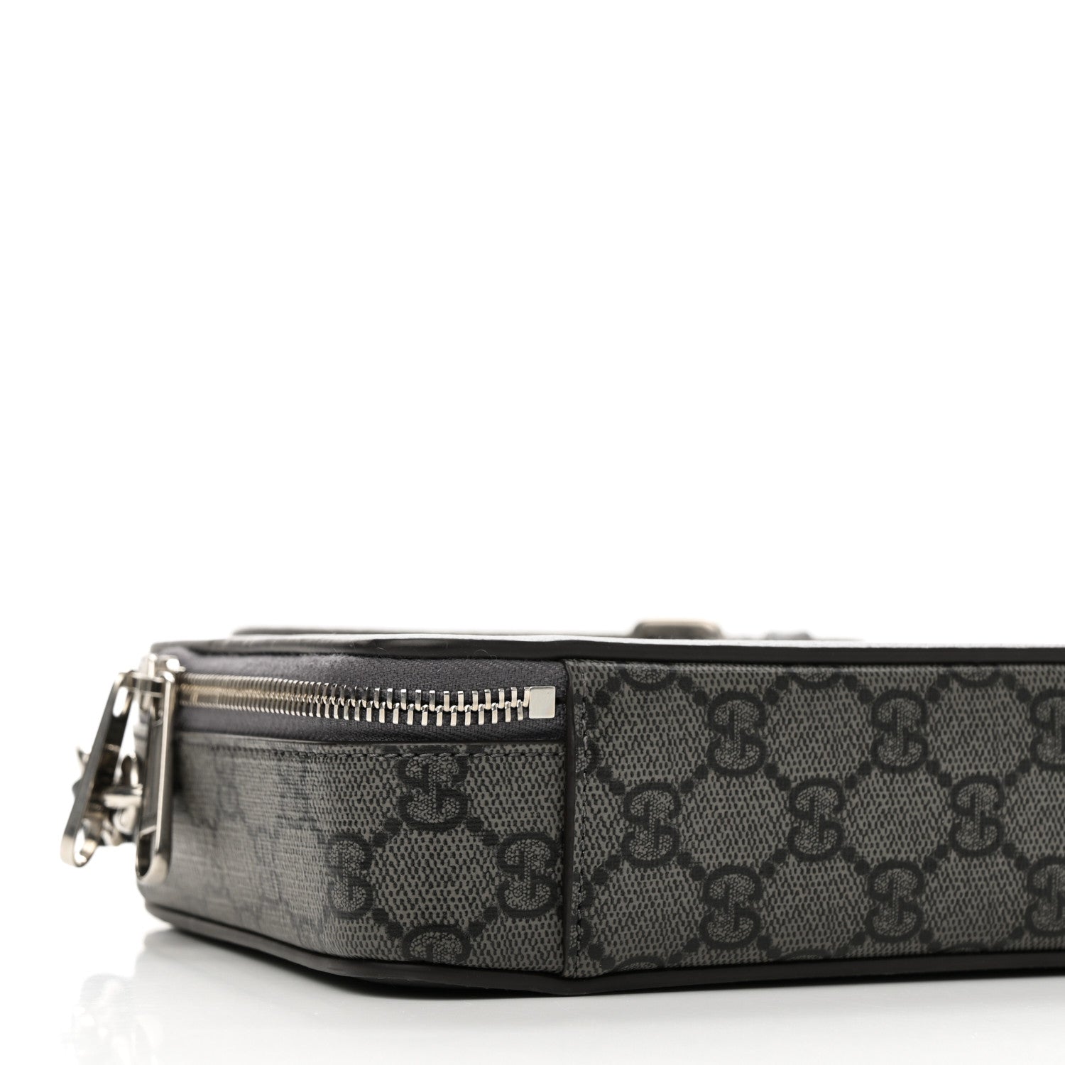 Gucci GG Supreme Monogram Textured Dollar Calfskin Small Ophidia Top Handle Shoulder Grey Black Graphite Grey 9 of 10