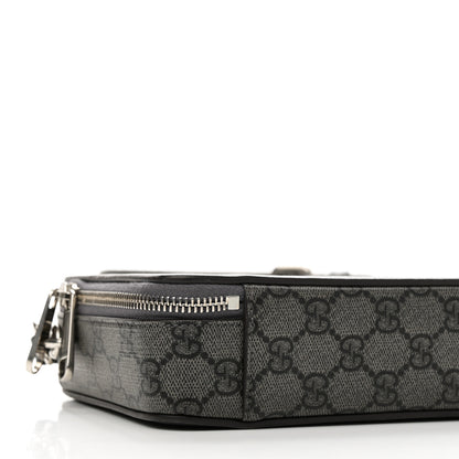 Gucci GG Supreme Monogram Textured Dollar Calfskin Small Ophidia Top Handle Shoulder Grey Black Graphite Grey 9 of 10