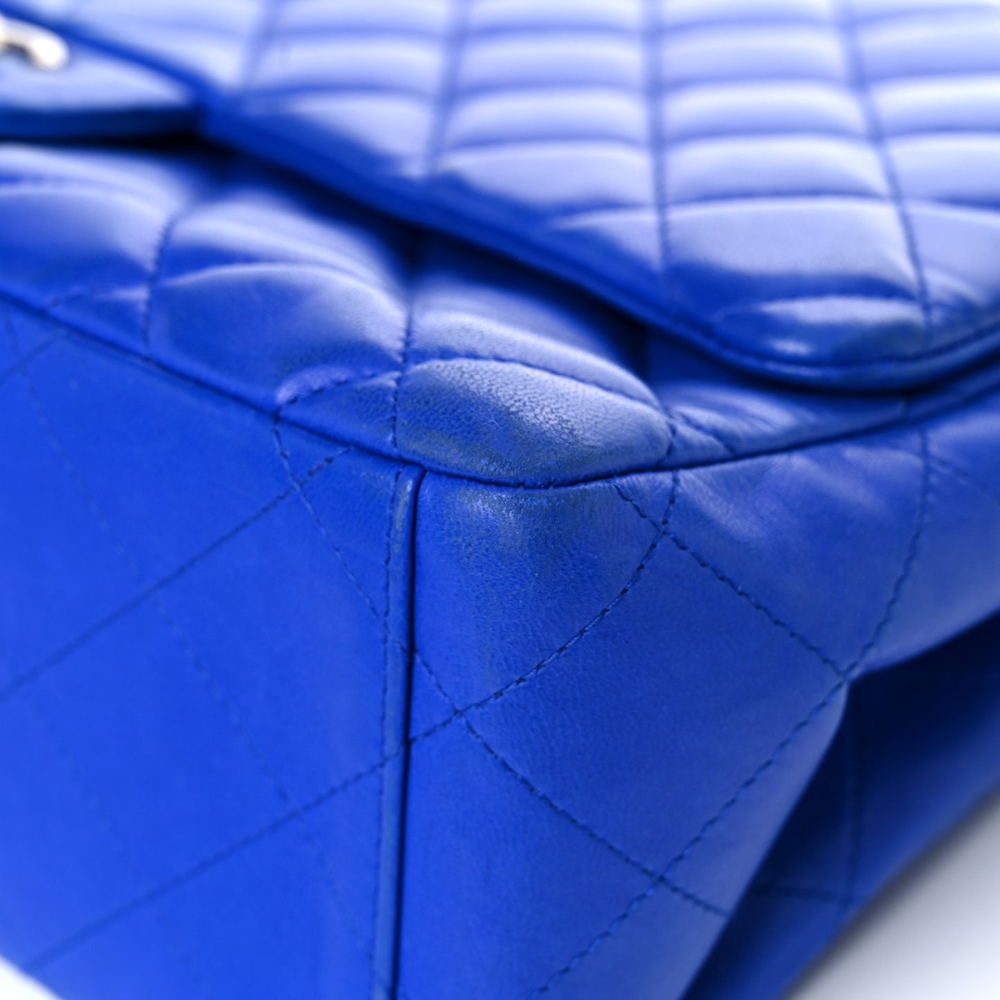 Lambskin Quilted Maxi Single Flap Blue