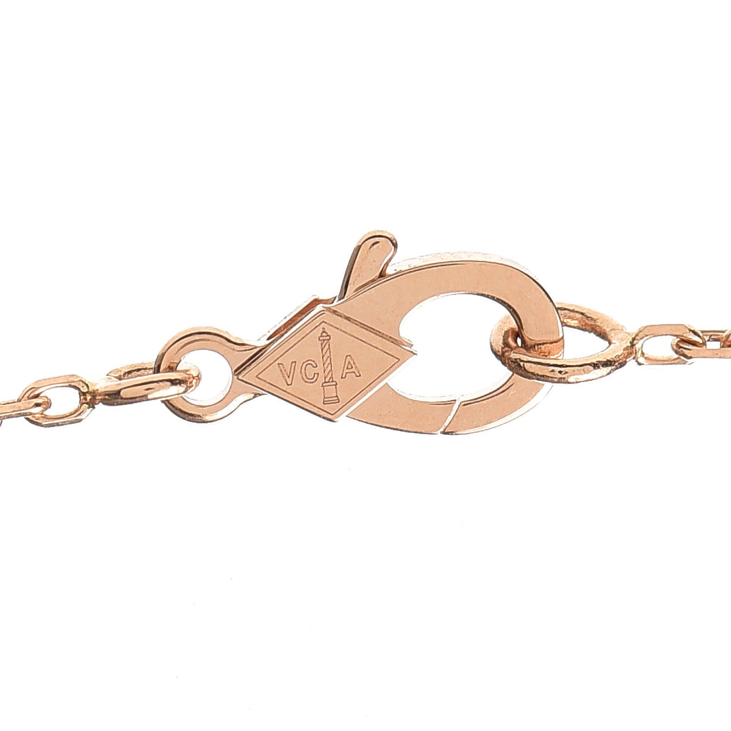 18K Rose Gold Gray Mother of Pearl Vintage Alhambra Pendant Necklace