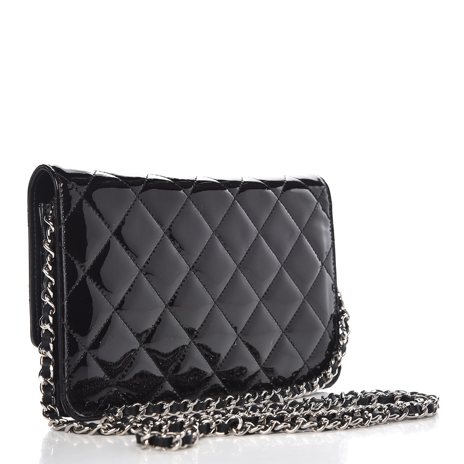 Chanel Patent Quilted Brilliant Wallet On Chain WOC Black 3 of 10