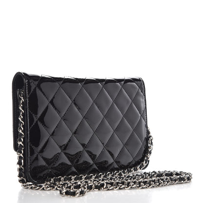 Chanel Patent Quilted Brilliant Wallet On Chain WOC Black 3 of 10