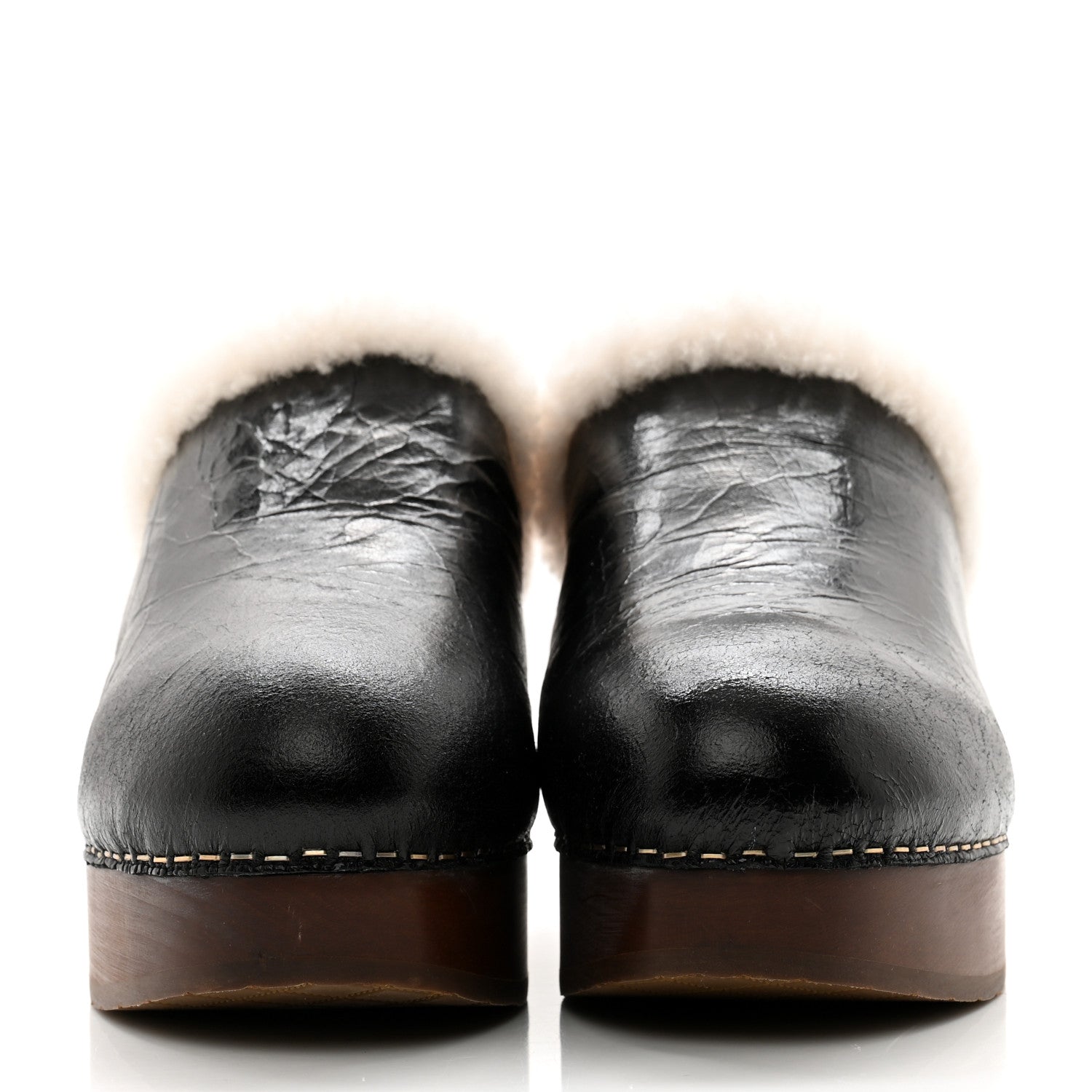 Chanel Crackled Sheepskin CC Mules 39 Black 2 of 10