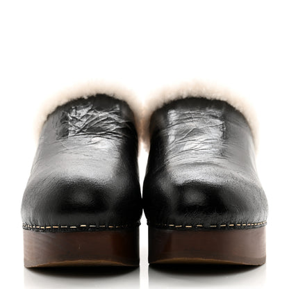 Chanel Crackled Sheepskin CC Mules 39 Black 2 of 10