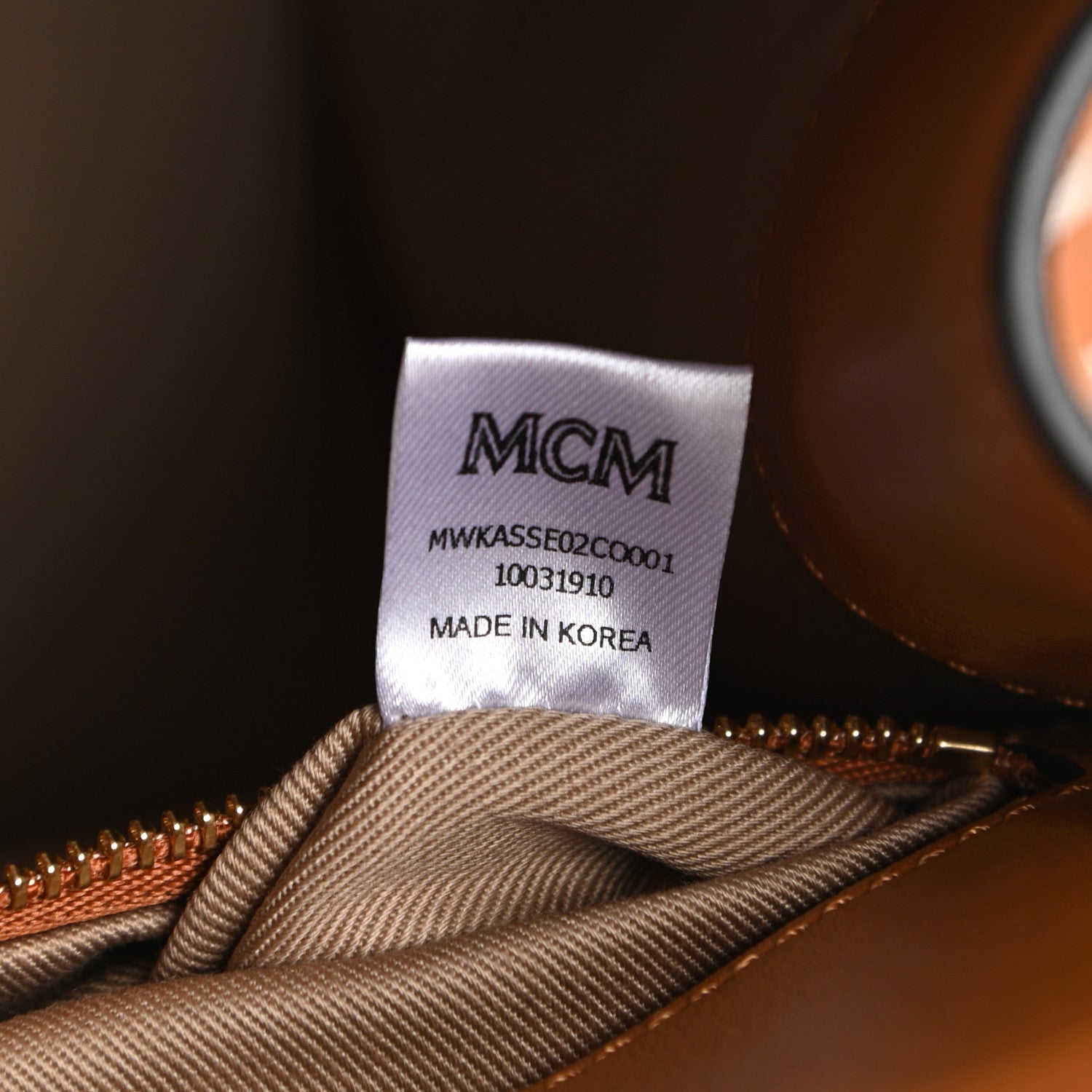MCM Calfskin Essential Visetos Small Backpack Cognac 7 of 11