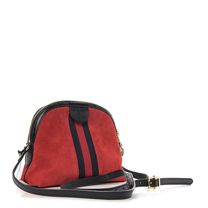 Gucci Suede Patent Web GG Small Ophidia Dome Shoulder Bag Hibiscus Red 2 of 10