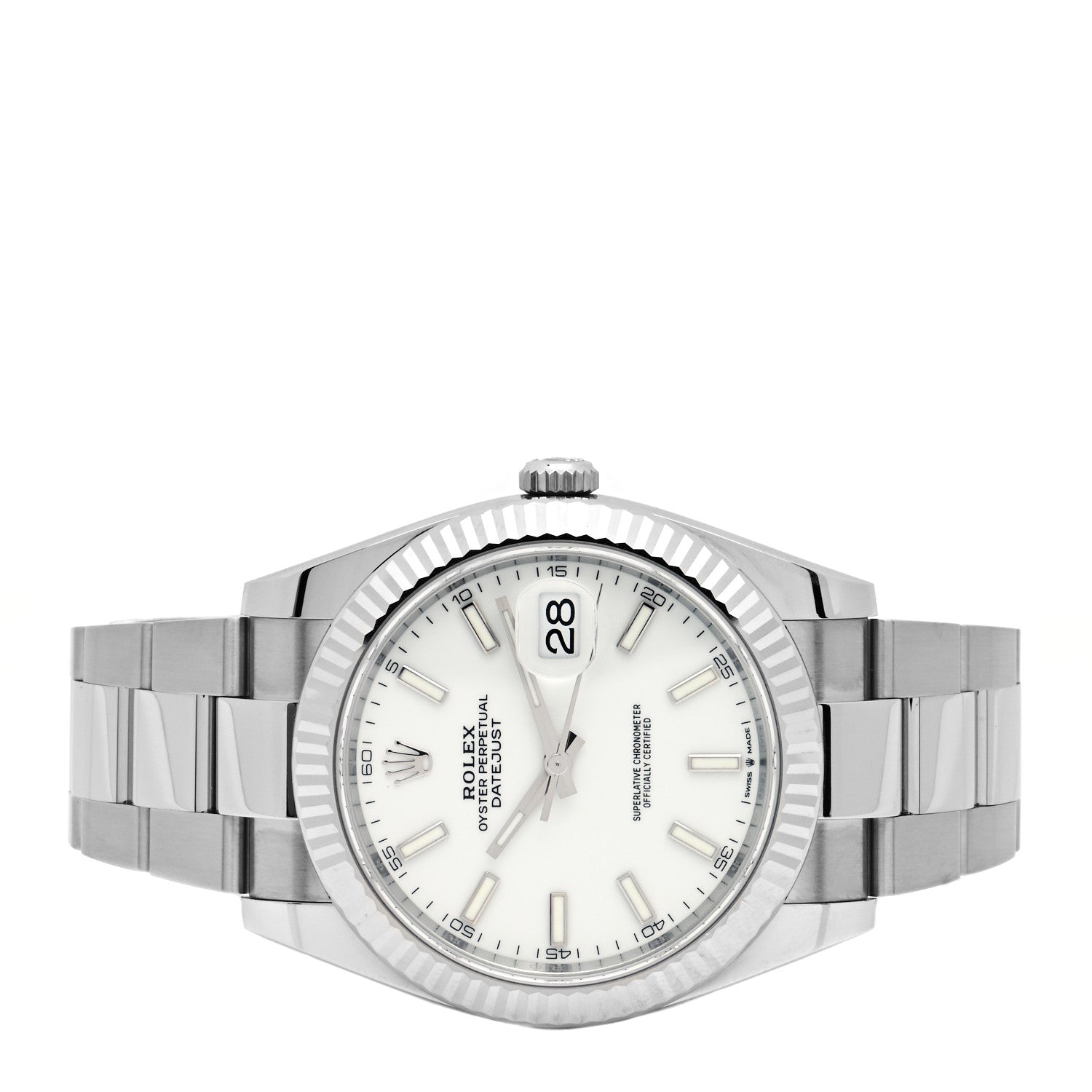 Rolex Stainless Steel 18K White Gold 41mm Oyster Perpetual Datejust Watch White 126334 2 of 5