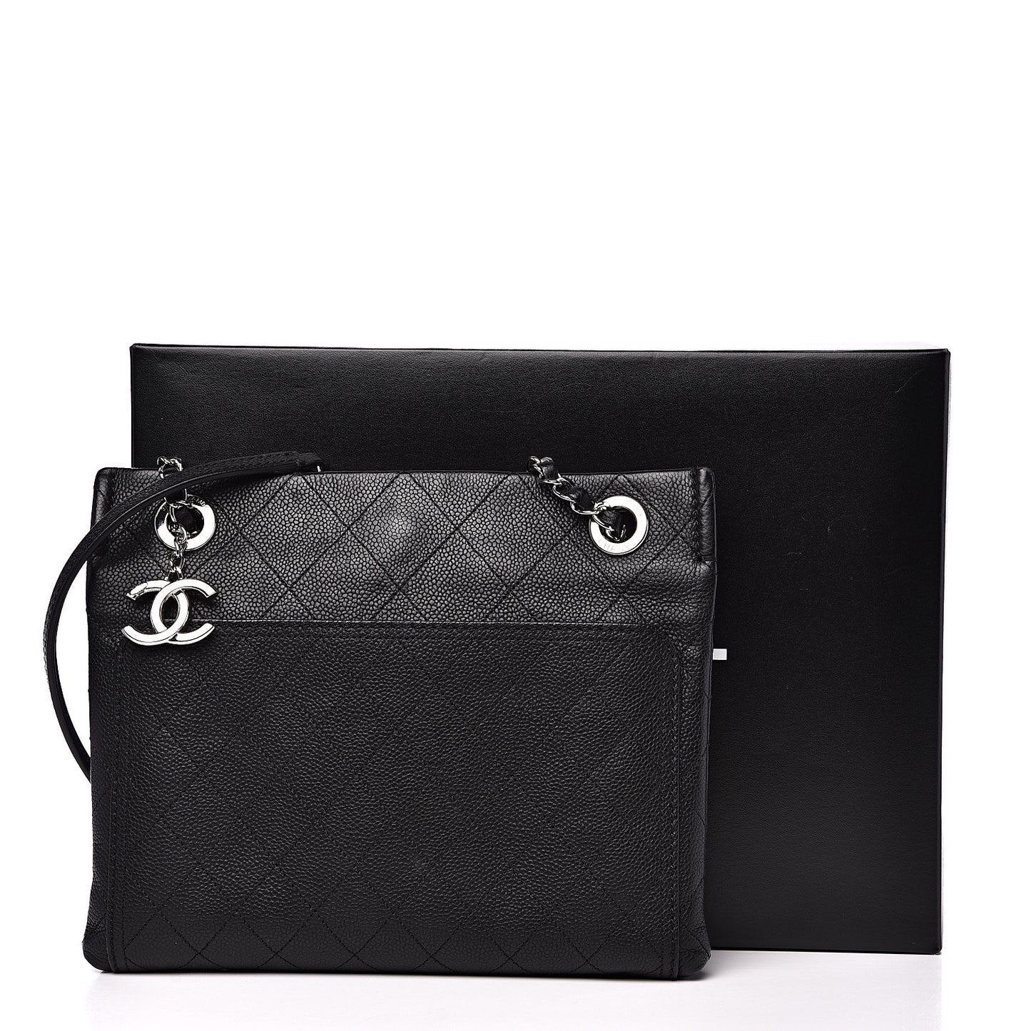 Caviar Stitched Small CC Pocket Shoulder Black