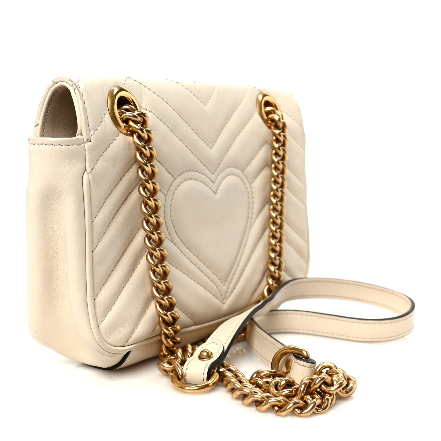 Gucci Calfskin Matelasse Mini GG Marmont Shoulder Bag White 3 of 12