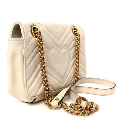 Gucci Calfskin Matelasse Mini GG Marmont Shoulder Bag White 3 of 12