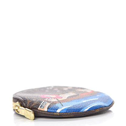 Louis Vuitton Monogram 2019 Christmas Animation Round Coin Purse Blue 4 of 8