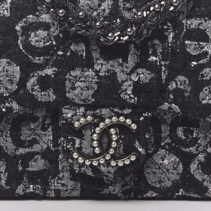 Chanel Painted Tweed Medium Single Flap Black Grey 11 of 11