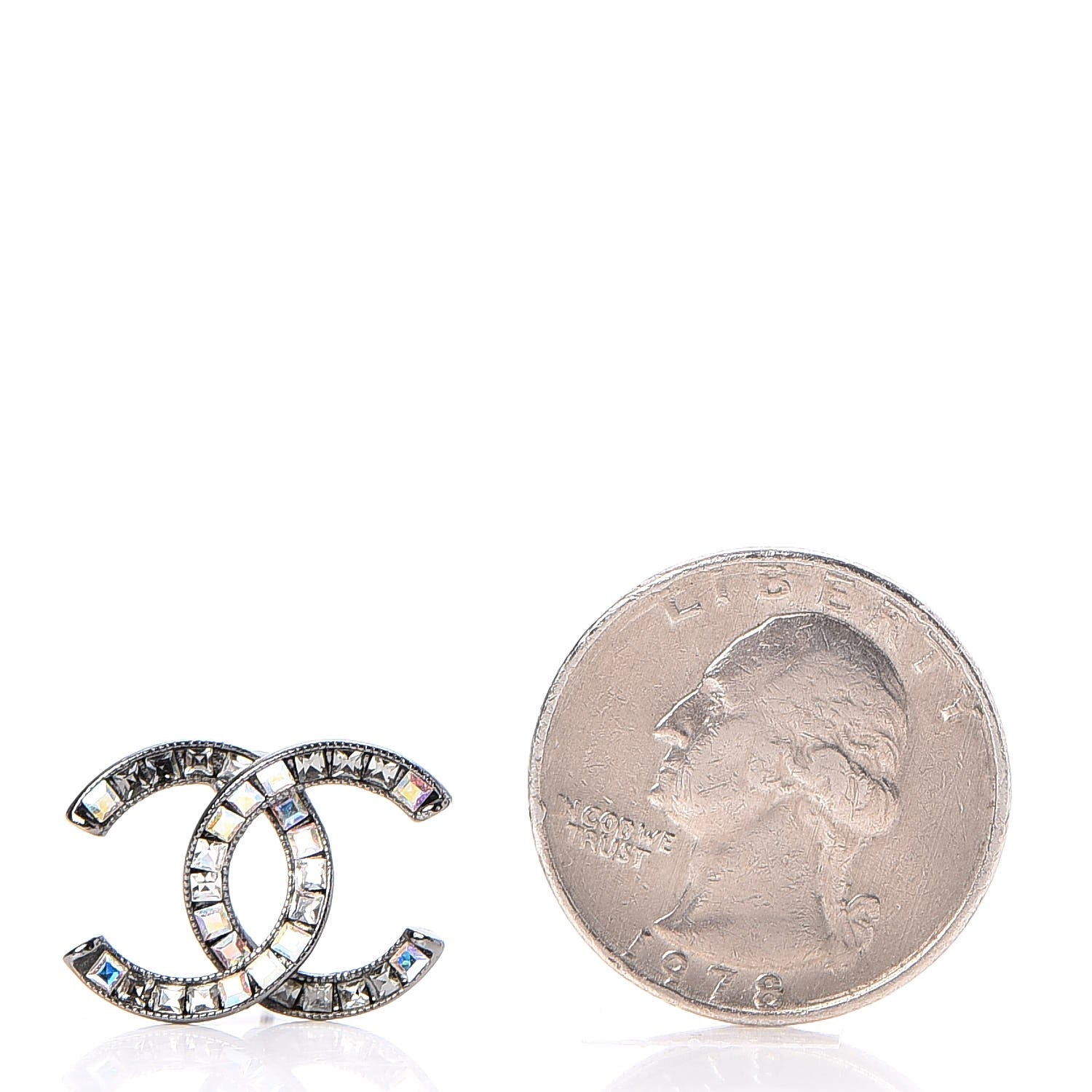Chanel Crystal Baguette CC Earrings 2 of 5