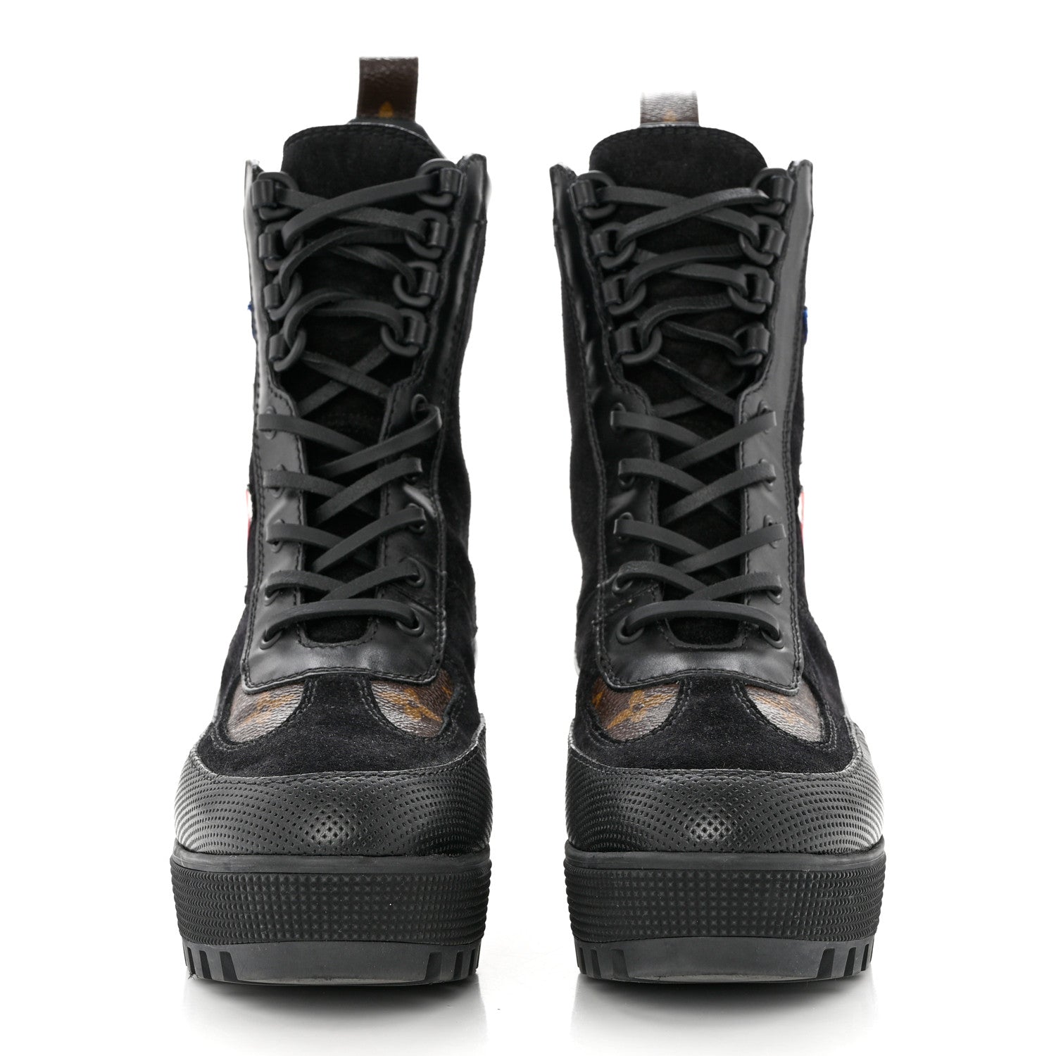 Louis Vuitton Suede Calfskin Monogram LV Black Heart Laureate Platform Desert Boots 37.5 Black 2 of 8