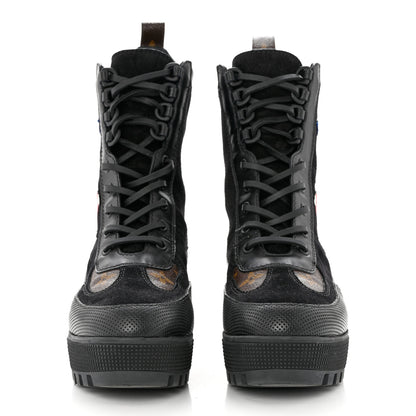 Louis Vuitton Suede Calfskin Monogram LV Black Heart Laureate Platform Desert Boots 37.5 Black 2 of 8