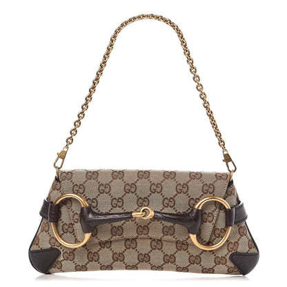 Gucci Monogram Horsebit Clutch Dark Brown 1 of 7