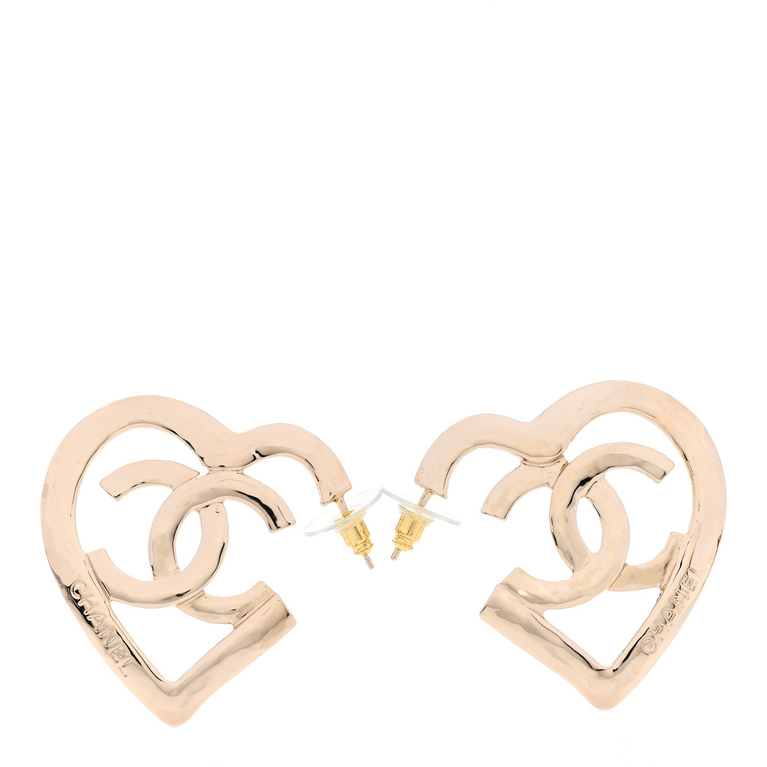 Chanel Metal CC Heart Coco In Love Hoop Earrings Gold 1 of 4