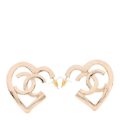 Chanel Metal CC Heart Coco In Love Hoop Earrings Gold 1 of 4