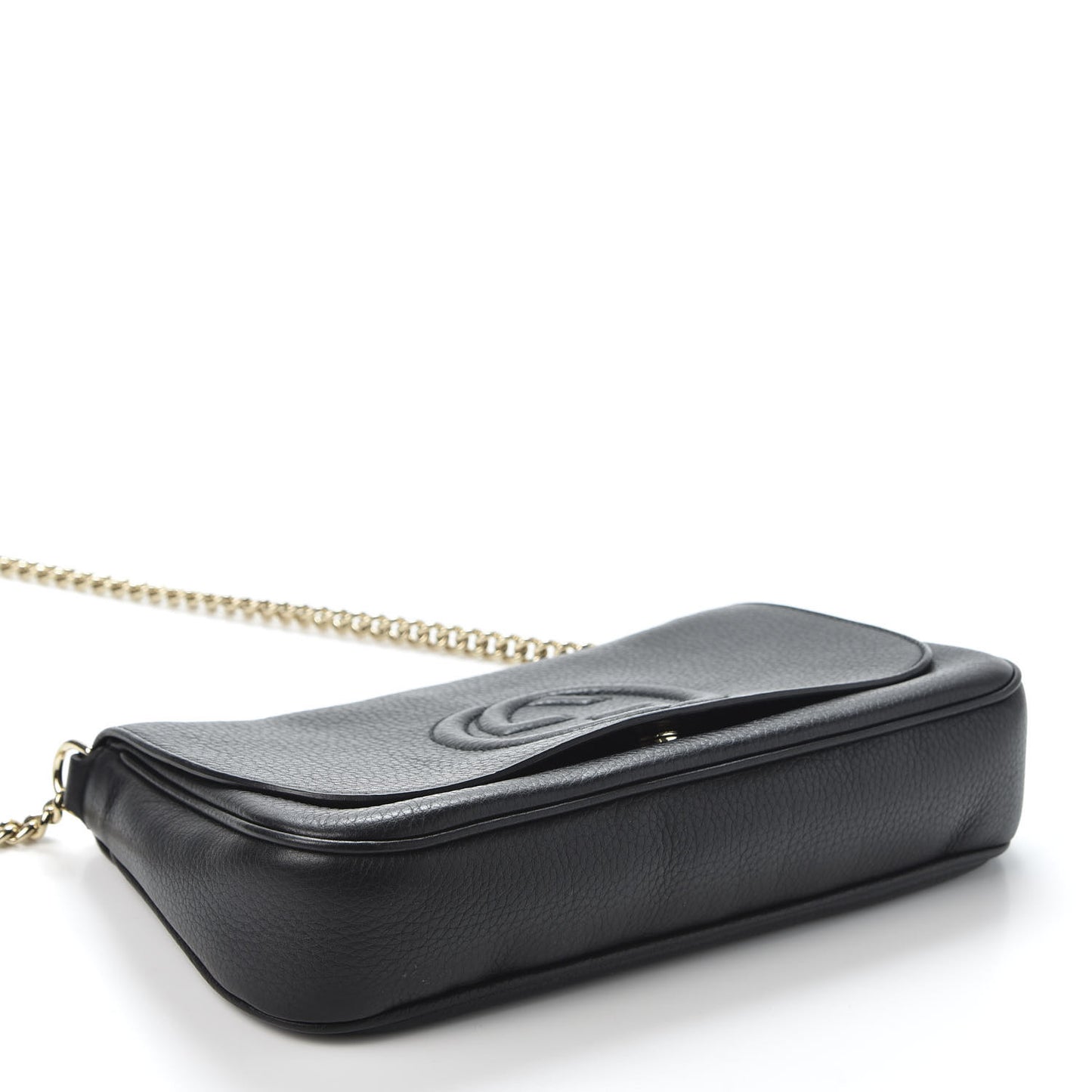 Pebbled Calfskin Medium Soho Flap Crossbody Black