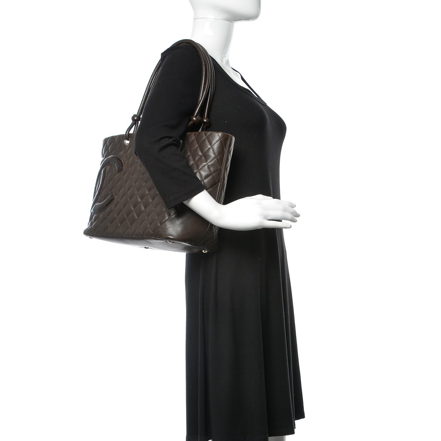 Chanel Calfskin Quilted Large Cambon Tote Brown 2 of 12