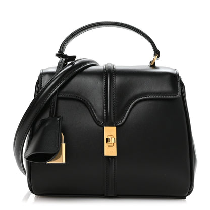 Celine Satinated Calfskin Mini 16 Top Handle Bag Black 1 of 12