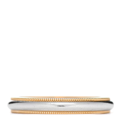 Tiffany Platinum 18K Yellow Gold 3mm Milgrain Wedding Band Ring 57 8 3 of 5