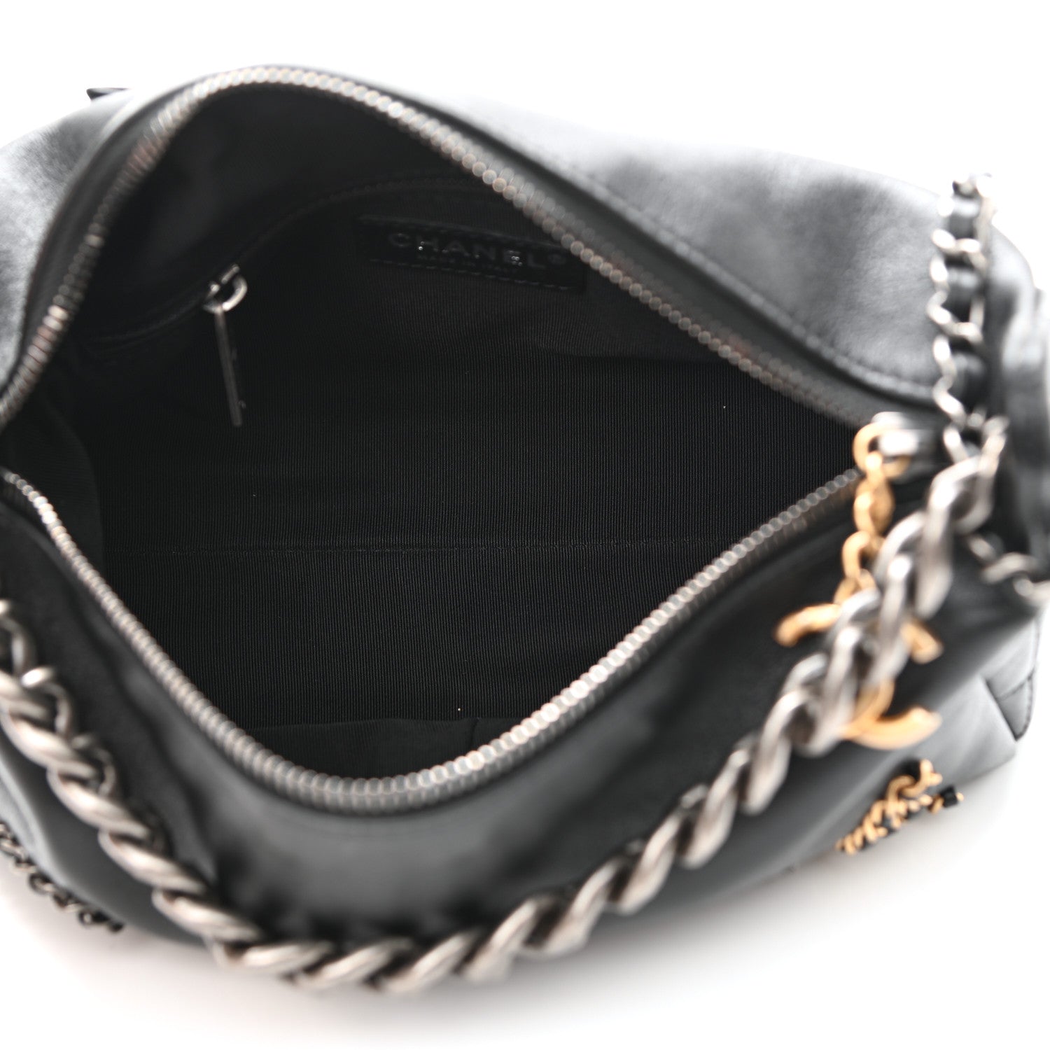 Chanel Calfskin Chain 20s Signature Hobo Black 5 of 11