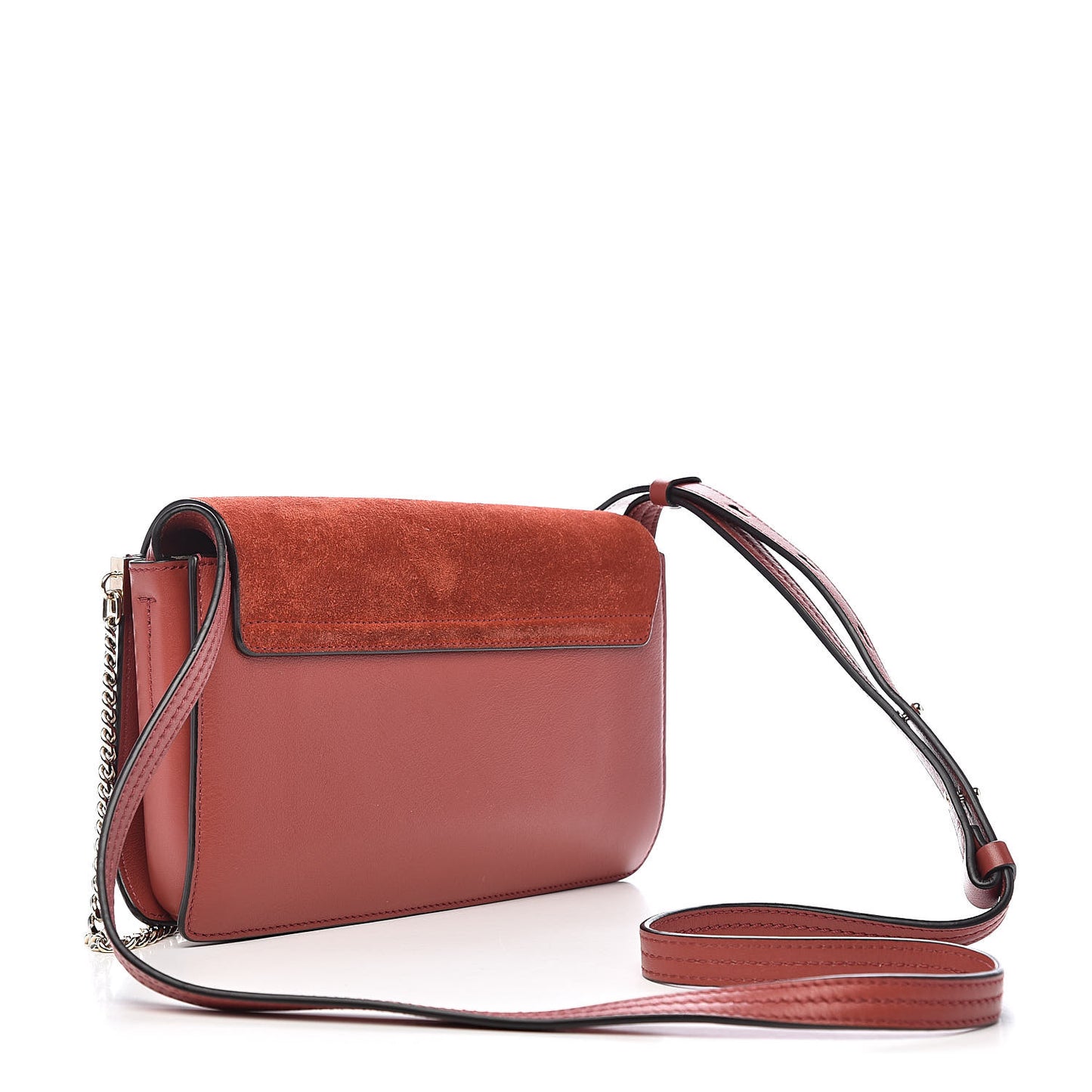 Suede Calfskin Small Faye Shoulder Bag Terracotta Red