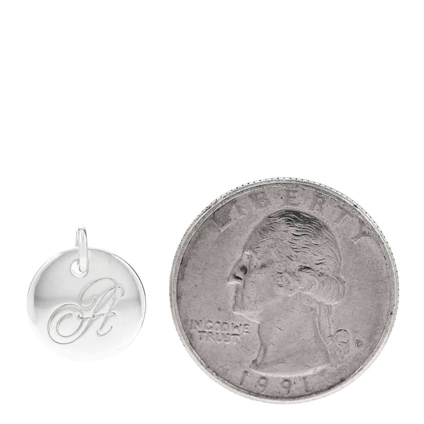 Sterling Silver Letter A Disc Charm