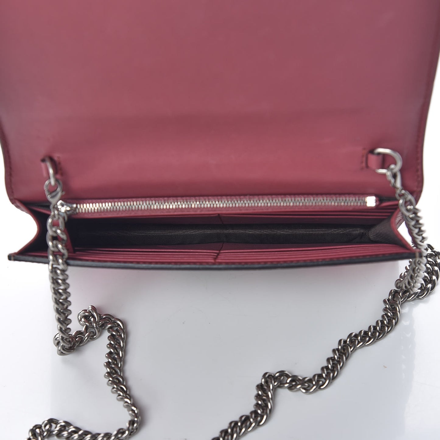 GG Supreme Monogram Blooms Chain Wallet Beige Multicolor Dry Rose