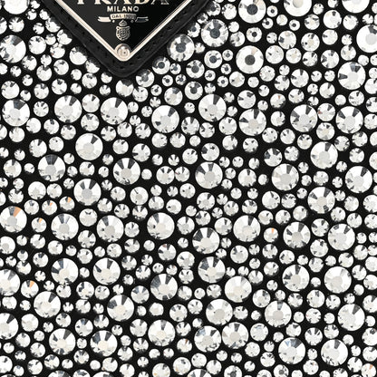 Prada Satin Crystal Metal Triangle Logo Small Double Handle Crossbody Tote Metal 7 of 9