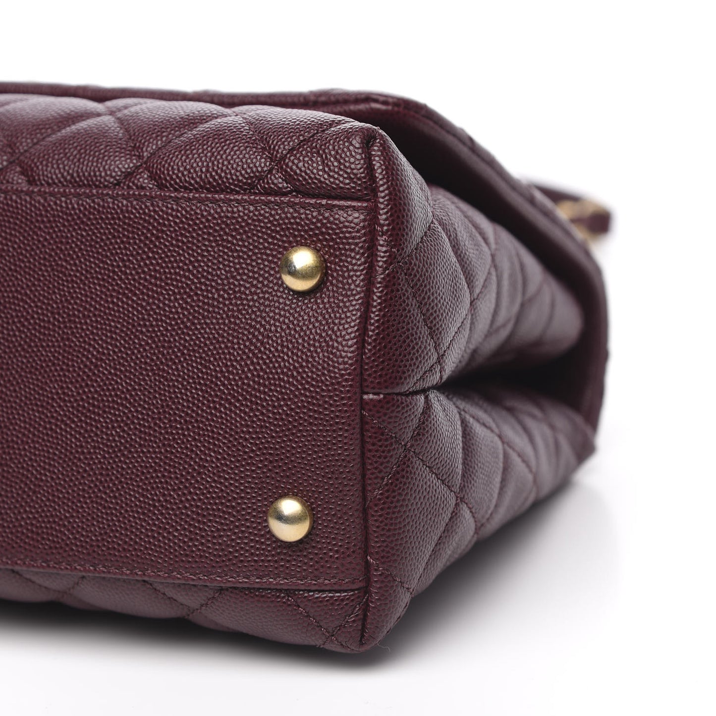 Caviar Elaphe Quilted Small Coco Handle Flap Burgundy