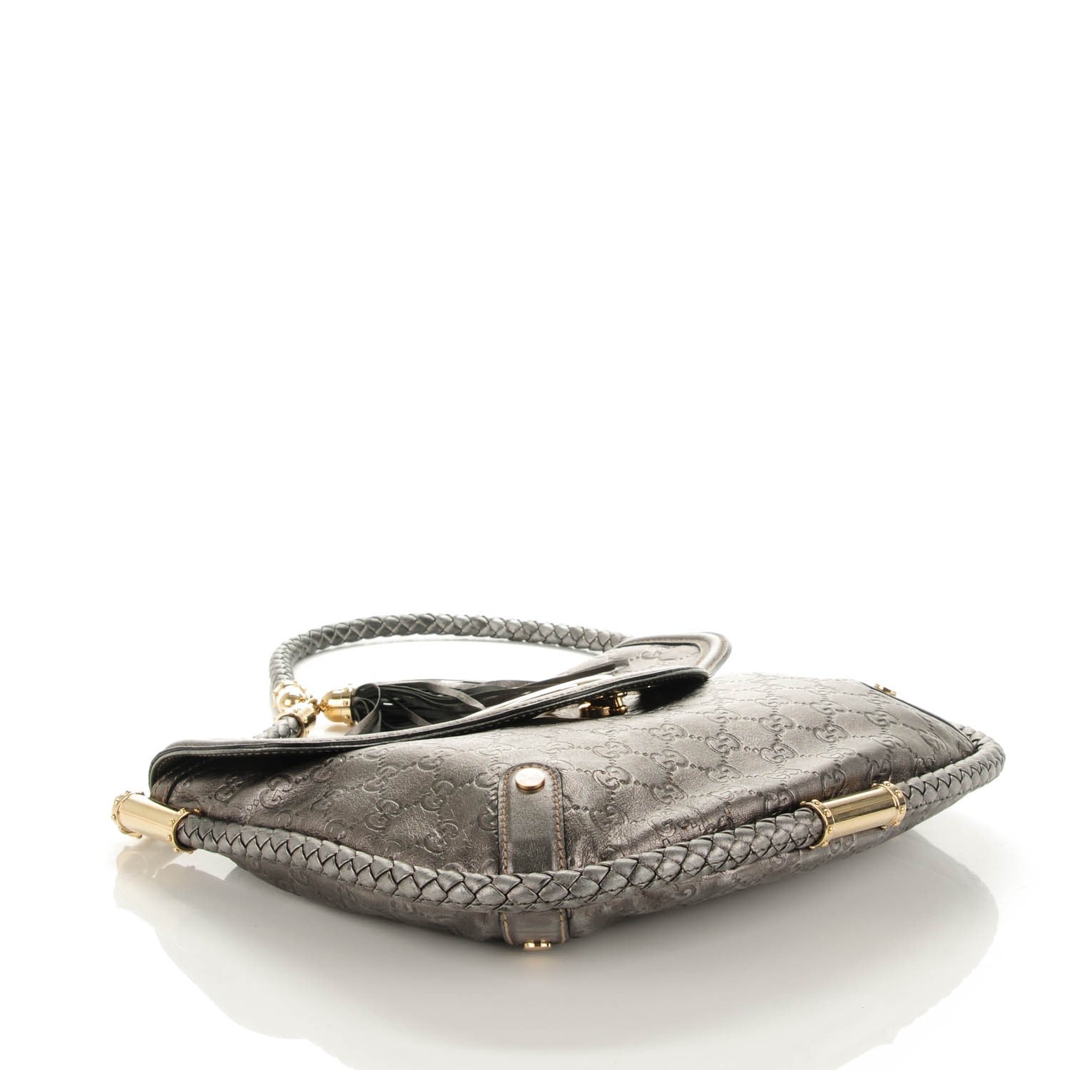 Gucci Guccissima Britt Tassel Shoulder Bag Gunmetal 4 of 7