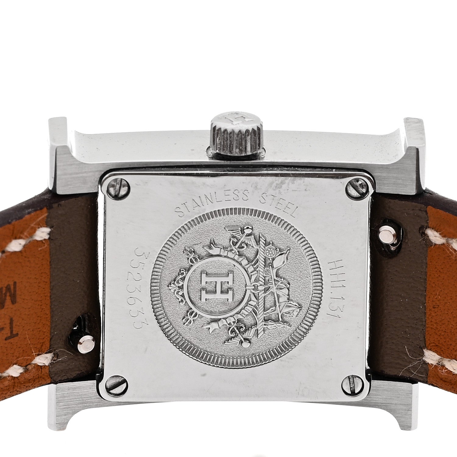 Hermes Stainless Steel Swift Diamond Bezel Mother of Pearl 17.2mm Heure H Hour Quartz Watch Etoupe 4 of 5