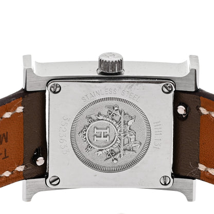 Hermes Stainless Steel Swift Diamond Bezel Mother of Pearl 17.2mm Heure H Hour Quartz Watch Etoupe 4 of 5