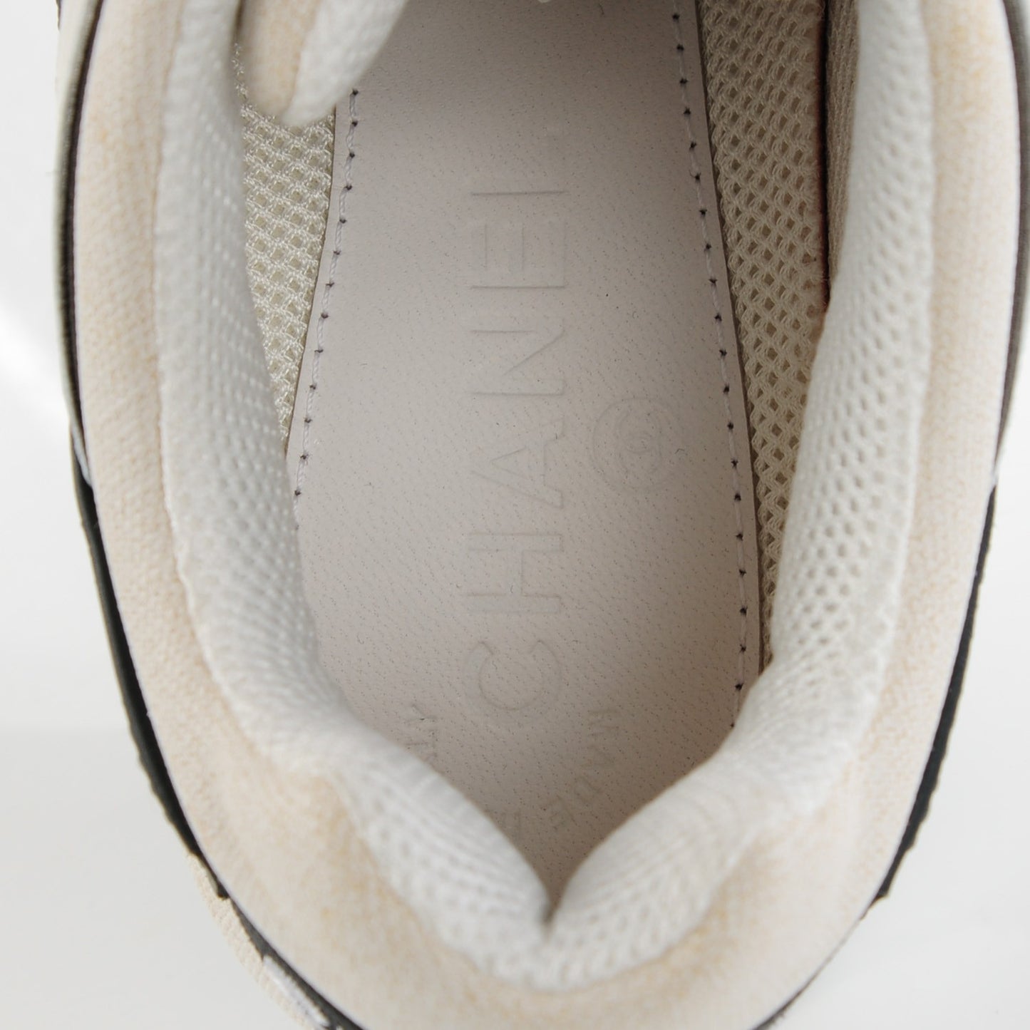 Suede Calfskin CC Sneakers 37 White Grey