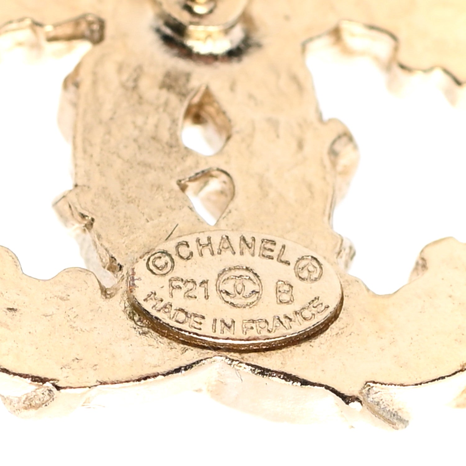 Chanel Crystal Textured CC Earrings Gold 4 of 5