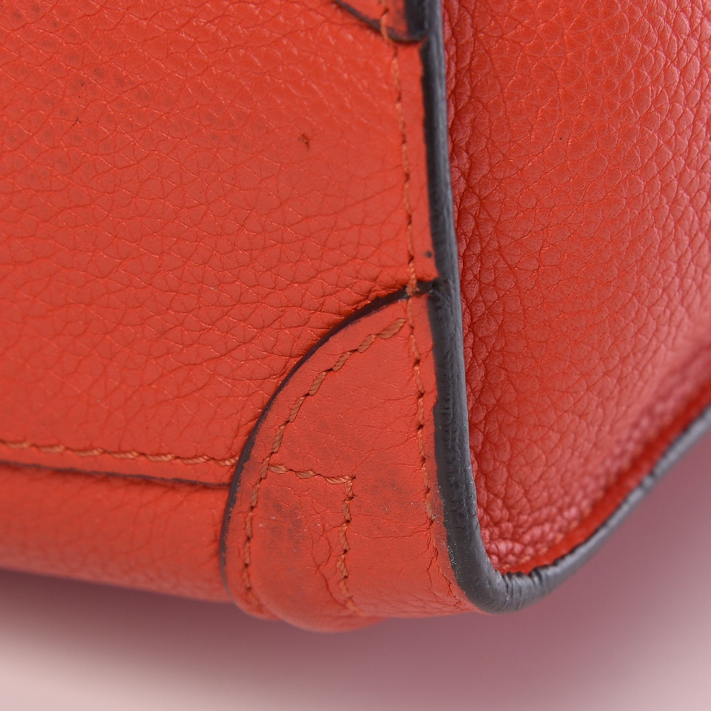 Drummed Calfskin Nano Luggage Vermillion