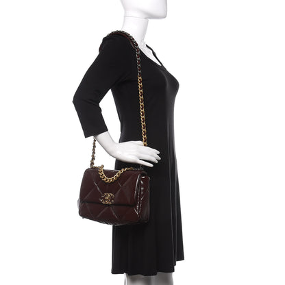 Chanel Shiny Crumpled Calfskin Quilted Medium 19 Flap Burgundy 2 of 11