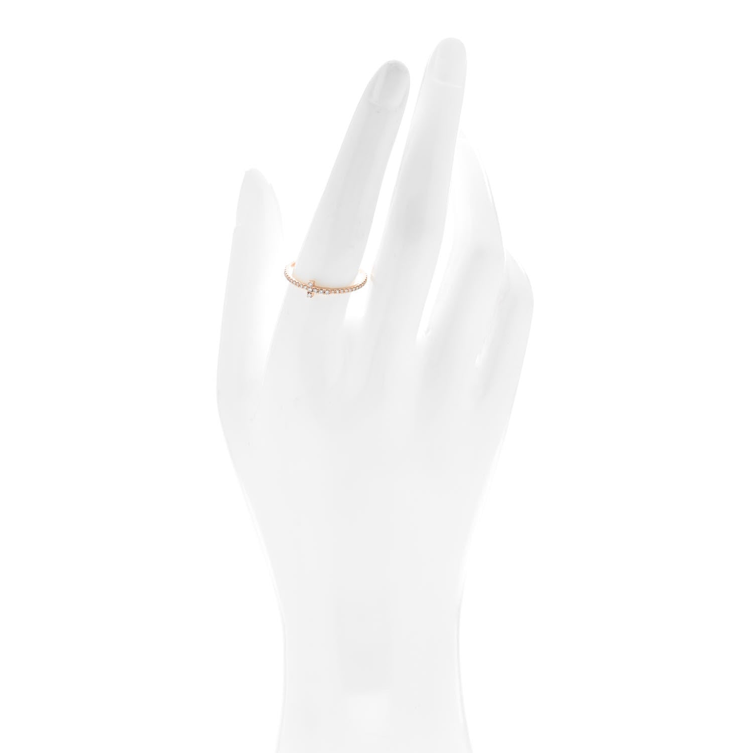 Tiffany 18K Rose Gold Diamond T Wire Pave Ring 59 8.75 2 of 5